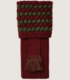 Bobble Top Socks With Garters In Audley Red-Purdey