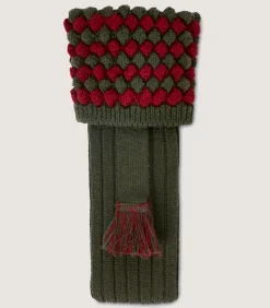 Bobble Top Socks With Garters In Loden Green-Purdey Outlet