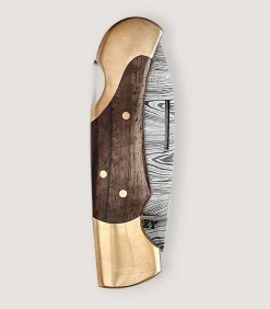 Damascus Folding Knife In Walnut-Purdey New