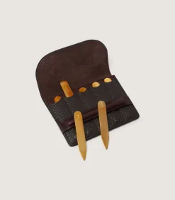 Featherburst Wallet Position Finder In Dark Brown-Purdey