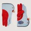 Long Falconry Glove With Pocket - Sky & Orange In Sky Blue-Purdey Outlet
