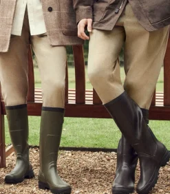 Men'S Brushed Cotton Twill Flat Front Trousers In Khaki-Purdey Sale