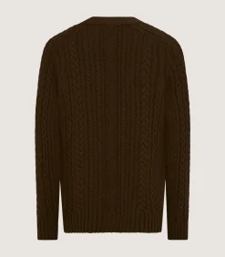 Men'S Cashmere Cable And Rib V Neck Cardigan In Military-Purdey Discount