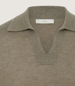 Men'S Cashmere Duke Polo In Taupe-Purdey Hot