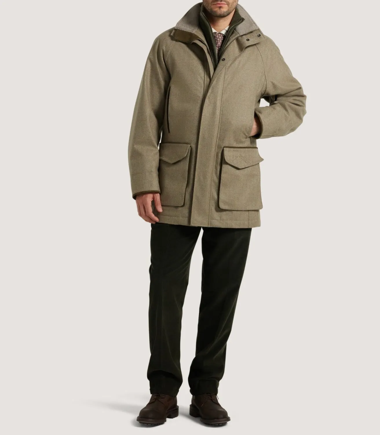 Men'S Cashmere Tweed Raglan Field Coat-Purdey Discount