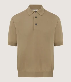 Men'S Cotton Cashmere Fine Gauge Short Sleeve Polo In Twine-Purdey Clearance