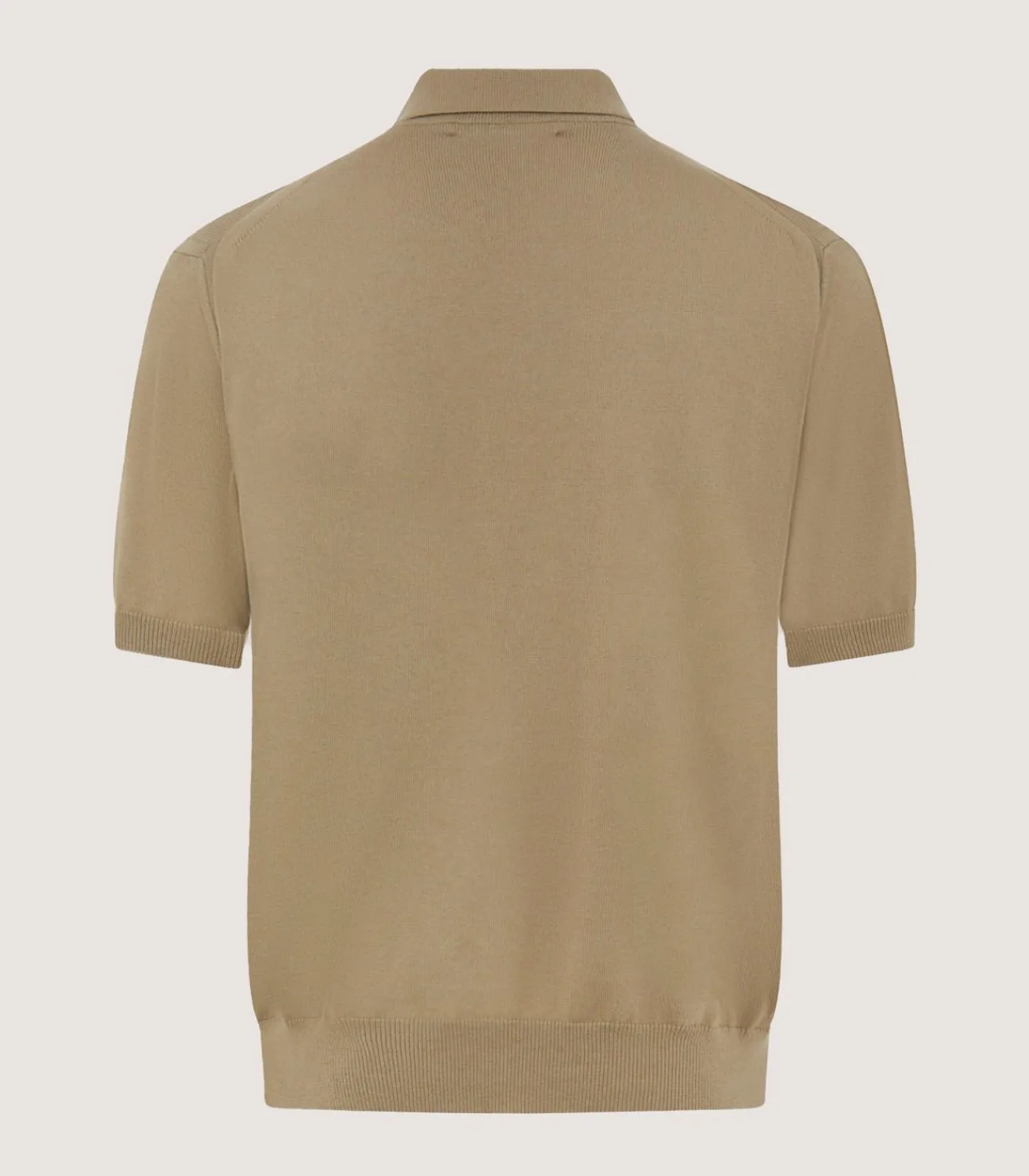 Men'S Cotton Cashmere Fine Gauge Short Sleeve Polo In Twine-Purdey Clearance