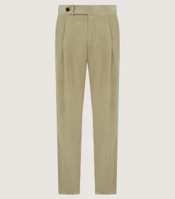 Men'S Cotton Corduroy Side Buckle Trouser In Pale Stone-Purdey Best