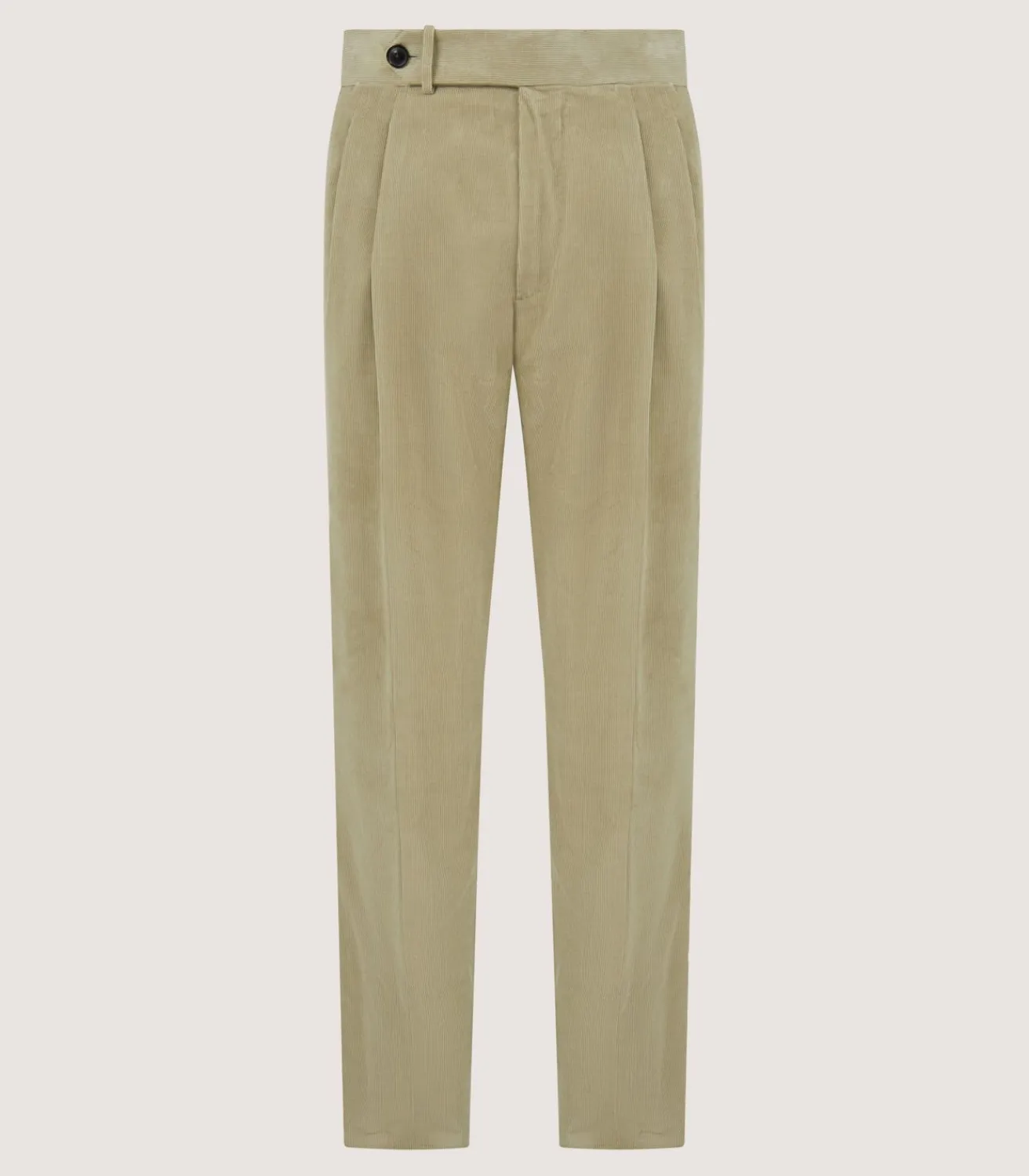Men'S Cotton Corduroy Side Buckle Trouser In Pale Stone-Purdey Best