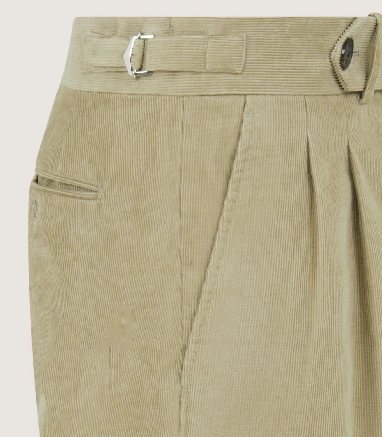 Men'S Cotton Corduroy Side Buckle Trouser In Pale Stone-Purdey Best