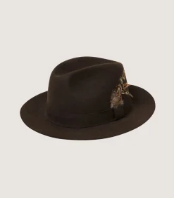 Men'S Fedora With Feather-Purdey Sale