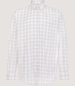 Men'S Light Cotton Check Button Down Shirt In Taupe-Purdey Best