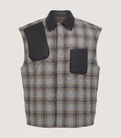 Men'S Padded Barn Gilet In Flannel Grey-Purdey