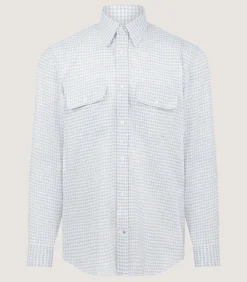 Men'S Pale Indigo Double Pocket Shirt-Purdey Online