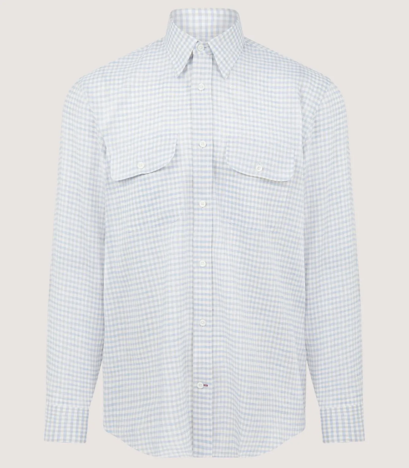 Men'S Pale Indigo Double Pocket Shirt-Purdey Online