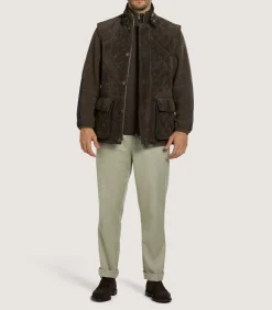 Men'S Suede Padded Gilet In Walnut-Purdey Sale