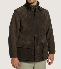 Men'S Suede Padded Gilet In Walnut-Purdey Sale