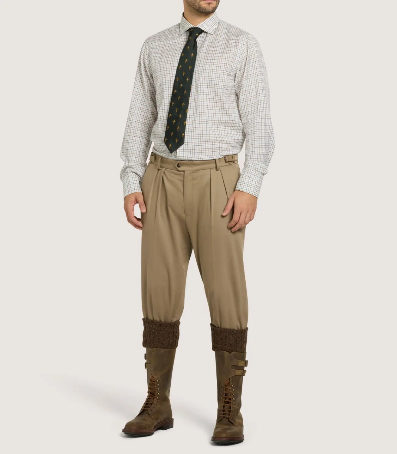 Men'S Summer Sporting Half Tattersall Double Cuff Shirt-Purdey