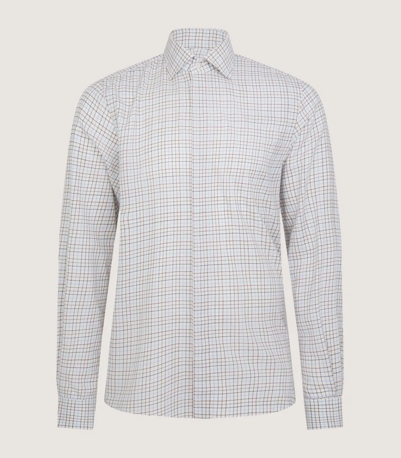 Men'S Summer Sporting Half Tattersall Double Cuff Shirt-Purdey