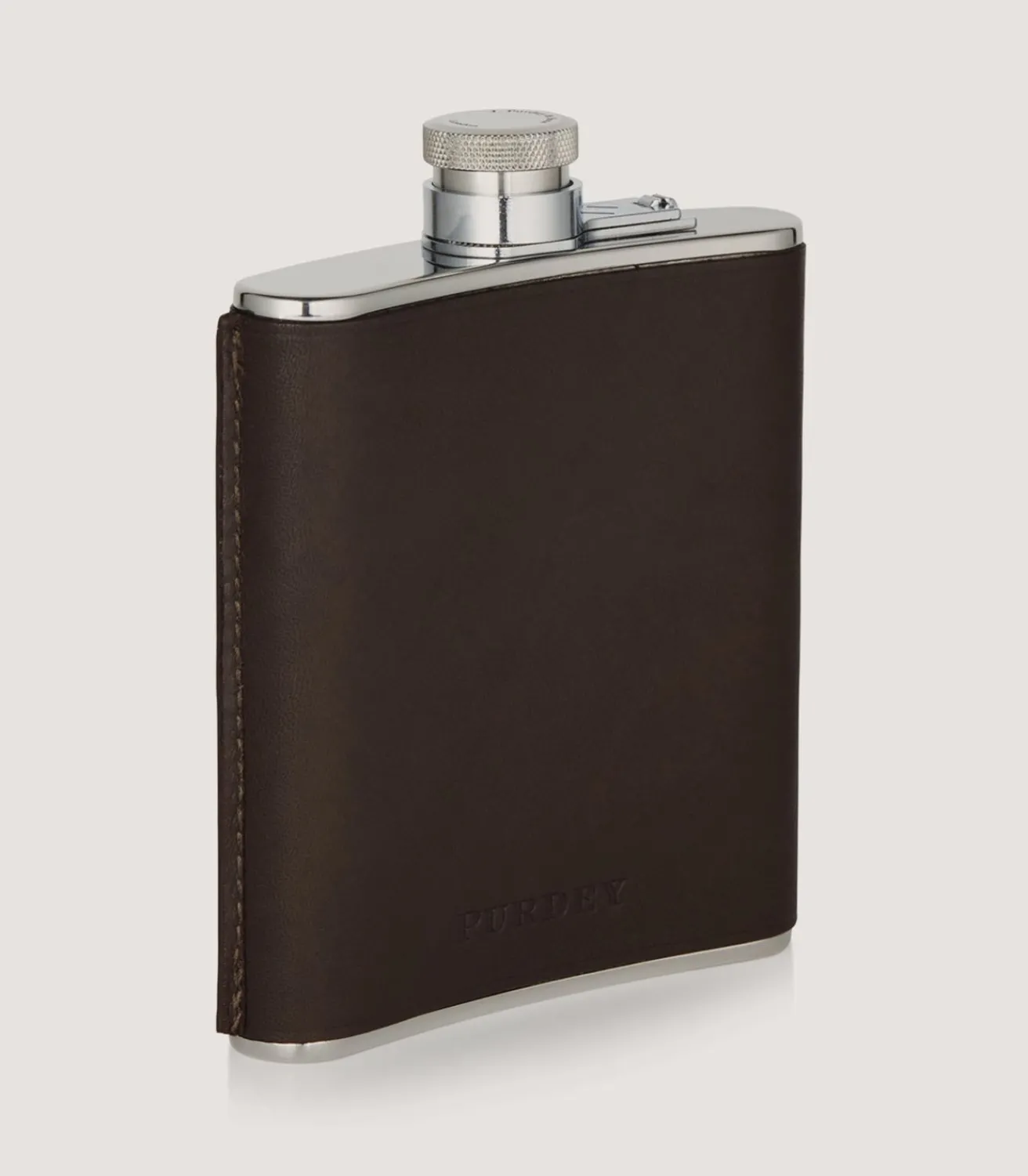 6Oz Leather Flask In Dark Brown-Purdey