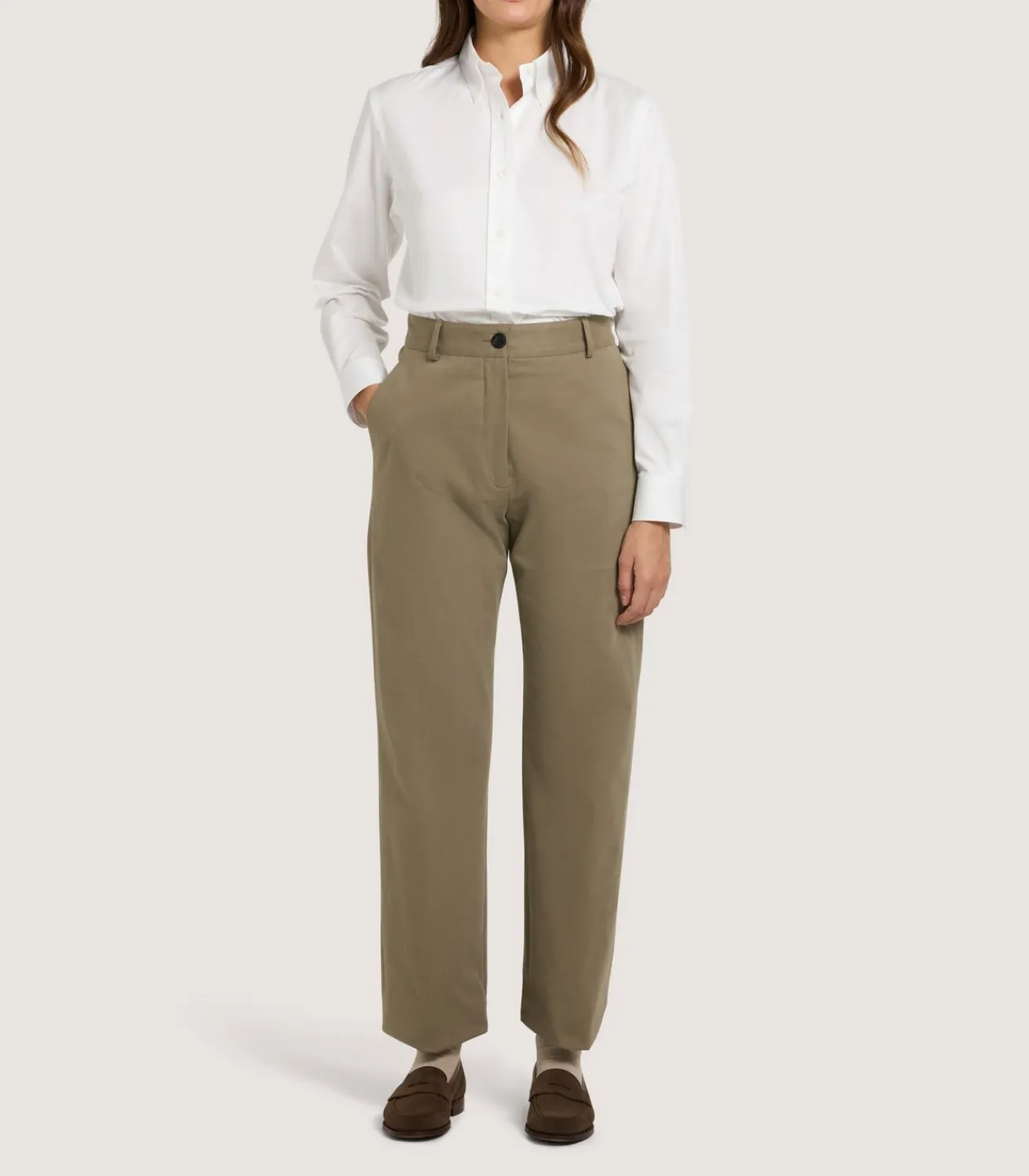 Women'S Button Down Signature Cotton Twill Shirt In White-Purdey Sale