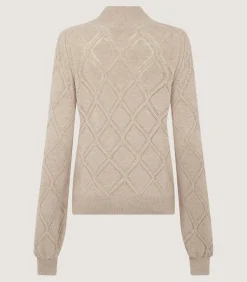 Women'S Cashmere Cable Sweater In Oatmeal-Purdey Sale