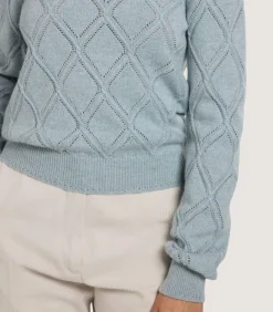Women'S Cashmere Cable Sweater In Pine Green-Purdey Sale