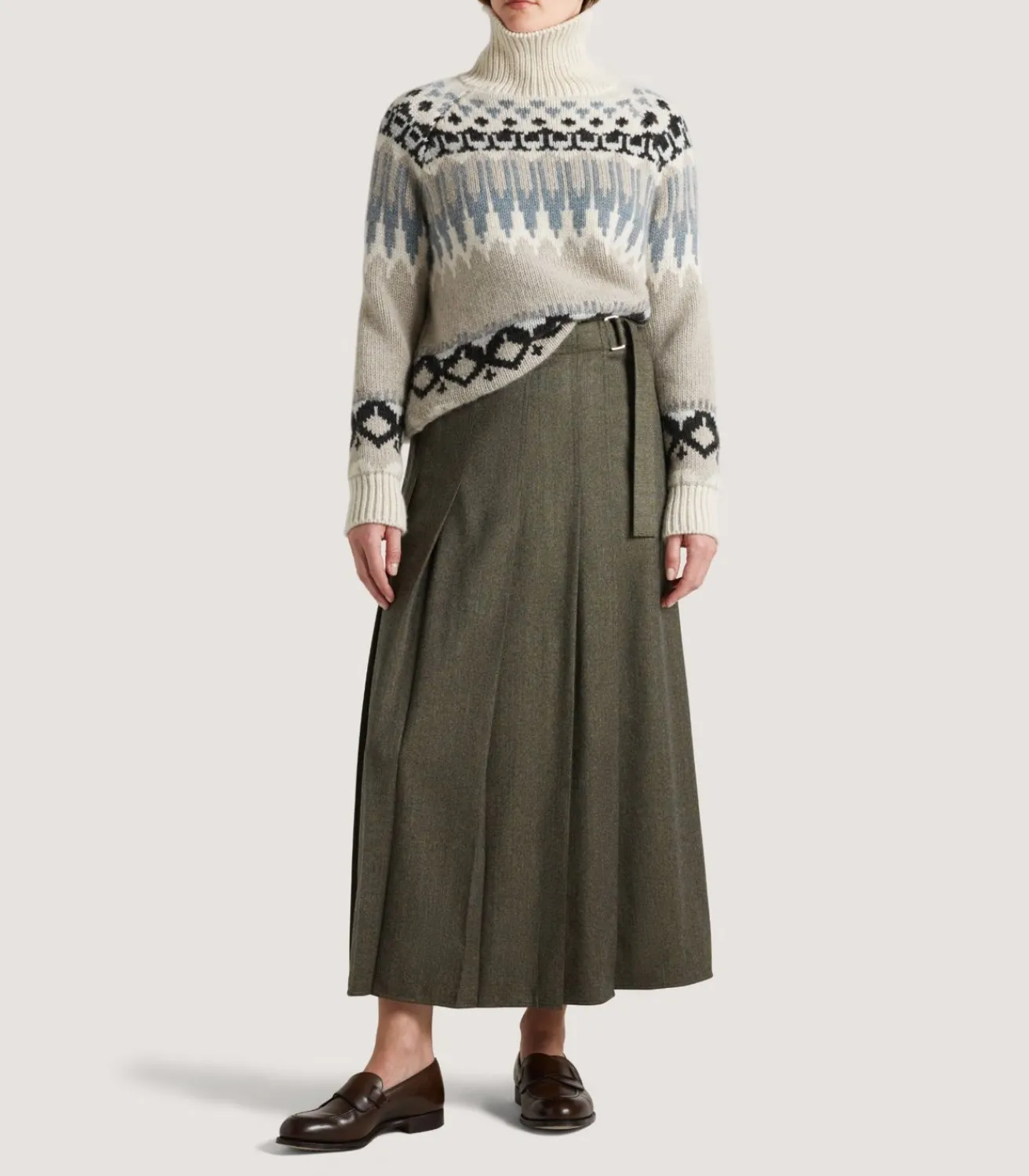 Women'S Cashmere Fairisle Falcon Crew Neck Sweater In Kestral-Purdey