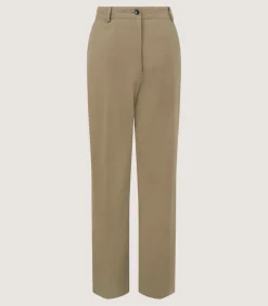 Women'S Cotton Flat Front Trouser In Dark Olive-Purdey Online