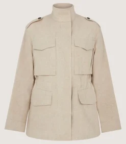 Women'S Cotton Linen Field Jacket In Pale Stone-Purdey Outlet