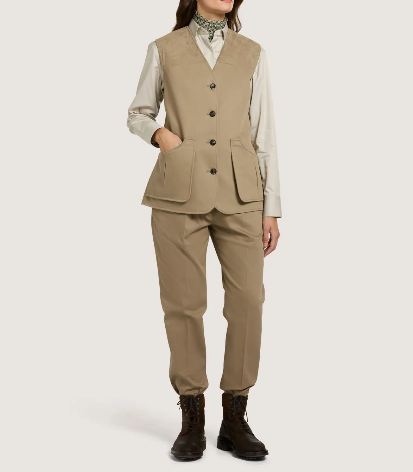 Women'S High Collar Dry Wax Summer Sporting Vest In Taupe-Purdey Best