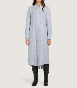 Women'S Linen Oxford Stripe Dress-Purdey New