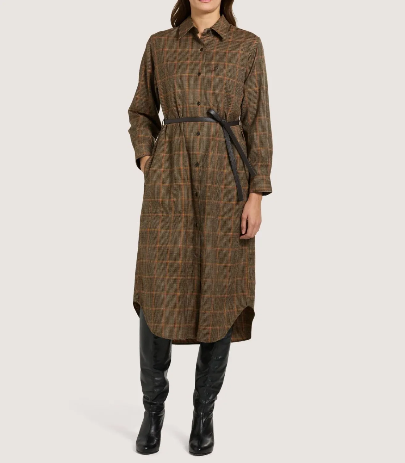 Women'S Merino Country Check Shirt Dress-Purdey