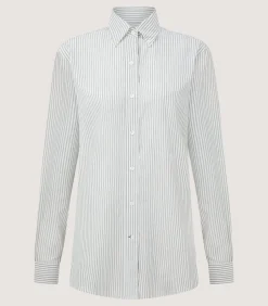 Women'S Sage Cotton Linen Button Down Shirt-Purdey New
